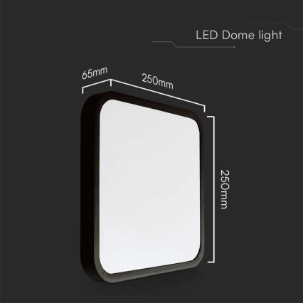 LED plafonsko svetlo za kupatilo LED/18W/230V 6500K IP44 25x25 cm crna