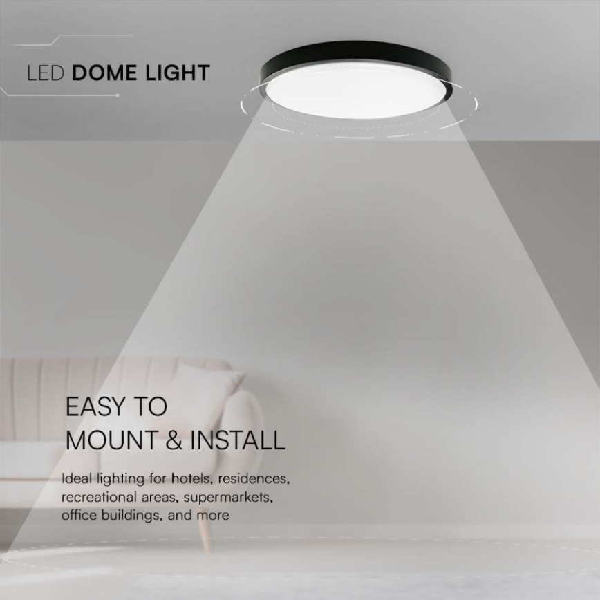 LED plafonsko svetlo za kupatilo LED/18W/230V 6500K IP44 Ø 25 cm crno