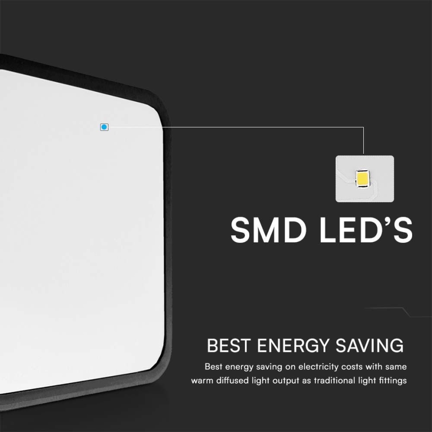 LED plafonsko svetlo za kupatilo SAMSUNG čip LED/18W/230V IP44 6500K 25x25 cm crna