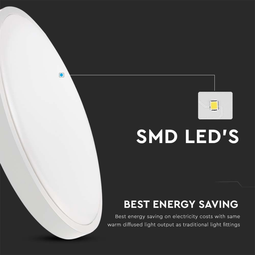 LED plafonsko svetlo za kupatilo LED/24W/230V 3000K IP44 prečnik 29,5 cm belo