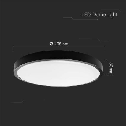 LED plafonsko svetlo za kupatilo LED/24W/230V 3000K IP44, prečnik 29,5 cm, crno
