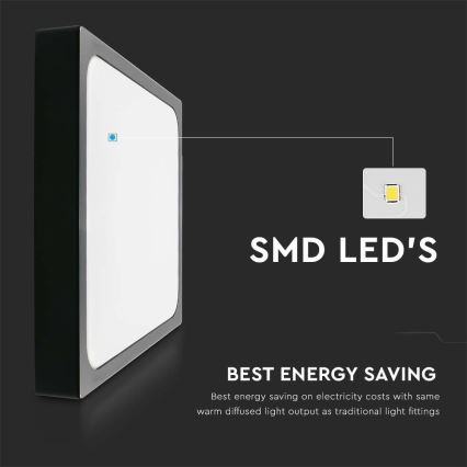 LED kupatilsko plafonsko svetlo LED/30W/230V 3000K IP44 42x42 cm crna