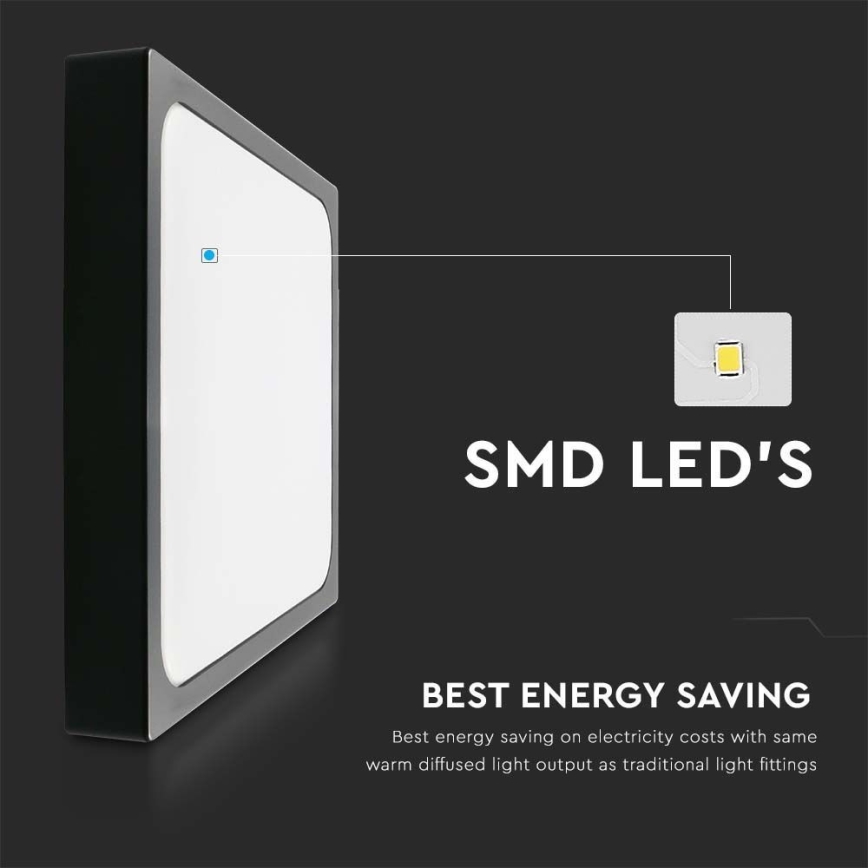 LED kupatilsko plafonsko svetlo LED/30W/230V 3000K IP44 42x42 cm crna