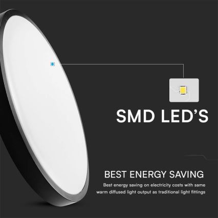 LED plafonsko svetlo za kupatilo SAMSUNG CHIP LED/36W/230V IP44 6500K prečnik 35 cm crna