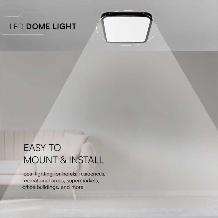 LED plafonsko svetlo za kupatilo LED/48W/230V 6500K IP44 42x42 cm crna