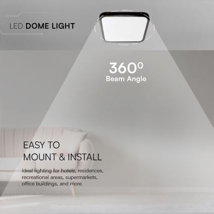 LED plafonjera za kupatilo sa SAMSUNG čipom LED/48W/230V IP44 3000K 42x42 cm, crna