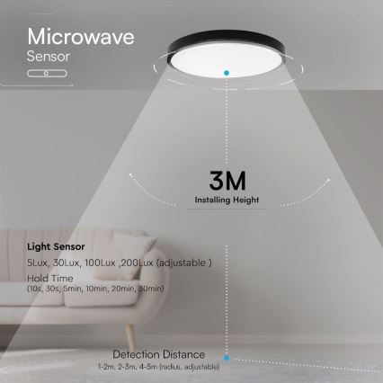 LED plafonsko svetlo za kupatilo sa senzorom, SAMSUNG čip, LED/24W/230V, IP44, 4000K, Ø 35 cm + daljinski upravljač