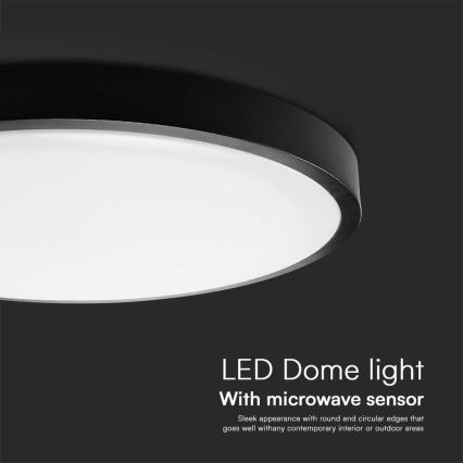 LED plafonsko svetlo za kupatilo sa senzorom LED/36W/230V 4000K IP44 prečnik 42 cm crno + daljinski upravljač