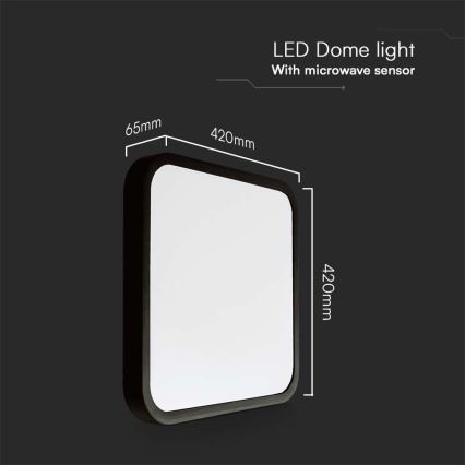 LED stropno svetlo za kupatilo sa senzorom LED/36W/230V 4000K IP44 42x42 cm crno + daljinski upravljač