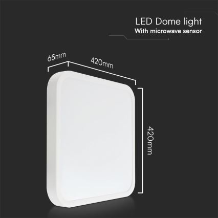 LED stropno svetlo za kupatilo sa senzorom, SAMSUNG čip, 36W, 230V, IP44, 4000K (neutralna bela), 42x42 cm, bela + daljinski upravljač