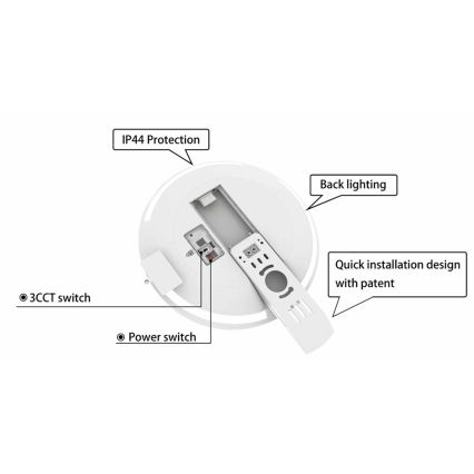 LED prigušiva plafonska lampa za kupatilo SLIDE LED/6/12/18/24W/230V 2900/4000/6200K IP44 bela