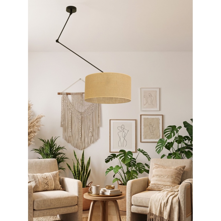 LED podesiv luster na šipci GORTA 1xE27/60W/230V juta