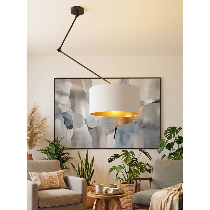 LED podesiv luster na štapu GORTA 1xE27/60W/230V bela/zlatna
