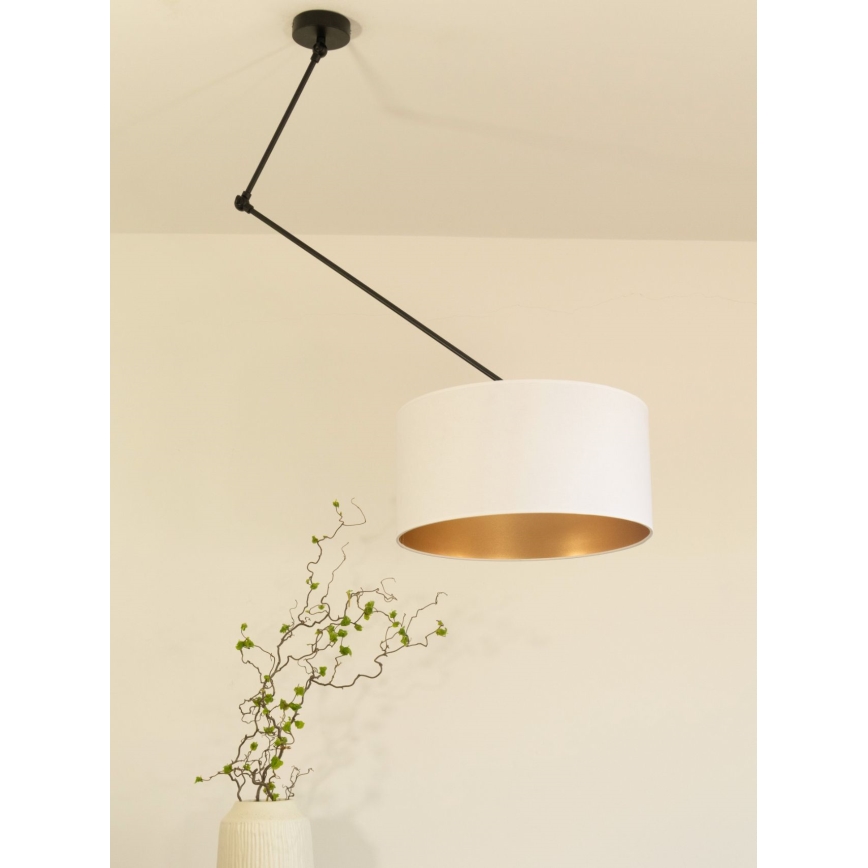 LED podesiv luster na štapu GORTA 1xE27/60W/230V bela/zlatna