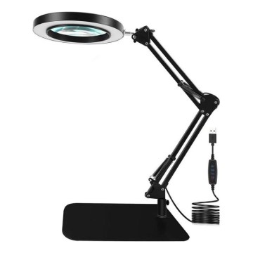 LED podesiva stona lampa sa lupom i prigušivačem LED/11W/5V 3000-6000K crna