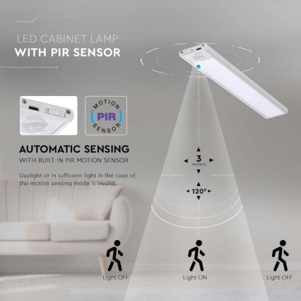 LED podkuhinjsko svetlo sa senzorom LED/2W/5V 3000K 2200 mAh