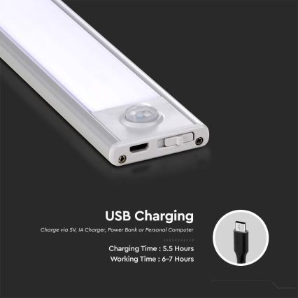LED podkuhinjsko svetlo sa senzorom LED/2W/5V 3000K 2200 mAh