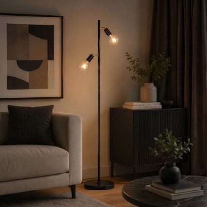LED podna lampa 2xE27/7W/230V 2000K crna/zlatna