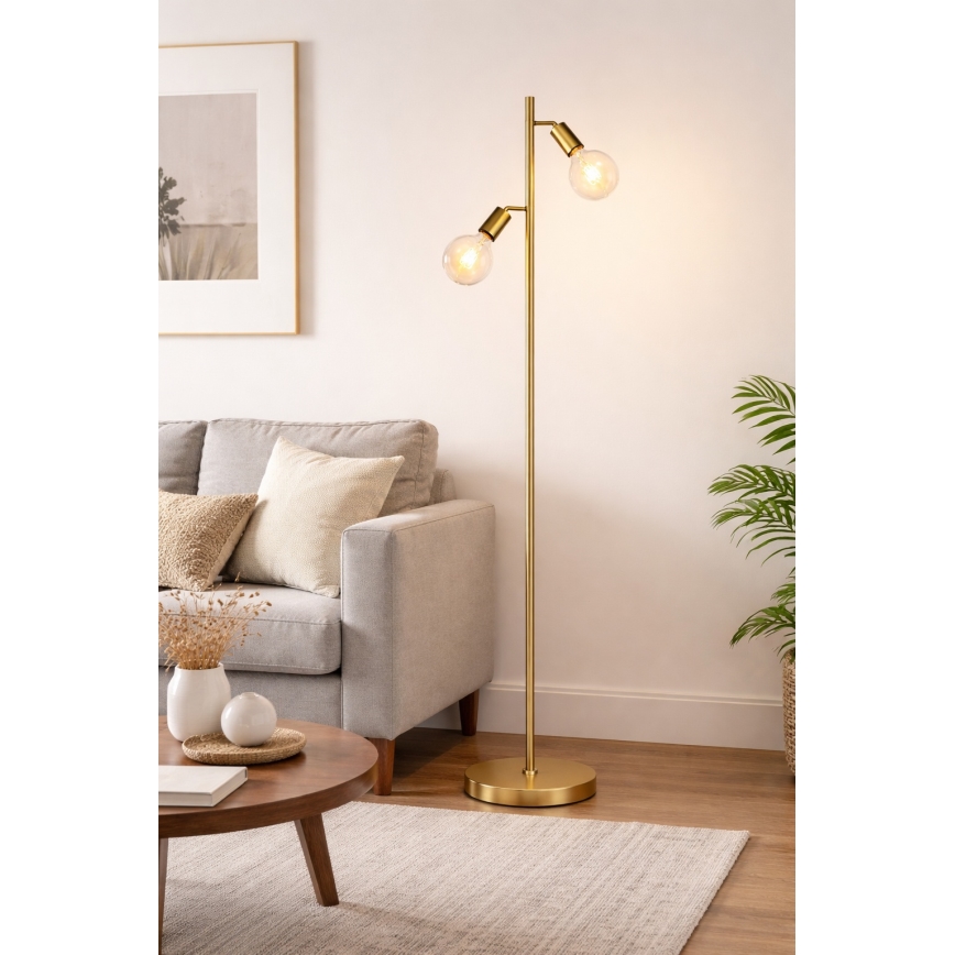 LED podna lampa 2xE27/7W/230V 2000K zlatna