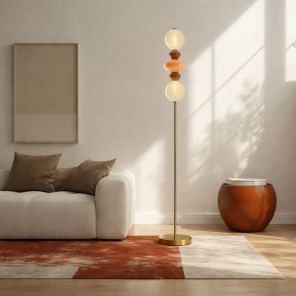 LED podna lampa FLORES LED/15W/230V zlatna/narandžasta/braon