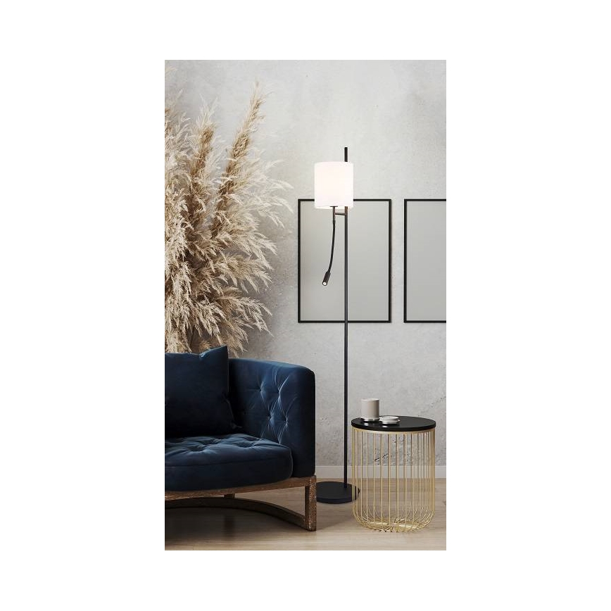 LED Podna lampa TOKYO 1xE27/40W/230V + LED/3W crna/bela