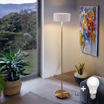 LED podna lampa TUNJA 1xE27/20W/230V preč. 30 cm zlatna/bela