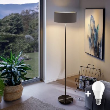 LED podna lampa TUNJA 1xE27/20W/230V, prečnik 38 cm, crna/braon