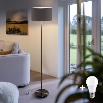 LED podna lampa TUNJA 1xE27/20W/230V prečnik 38 cm crna/smeđa
