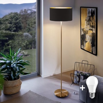 LED podna lampa TUNJA 1xE27/20W/230V prečnik 38 cm zlatna/crna