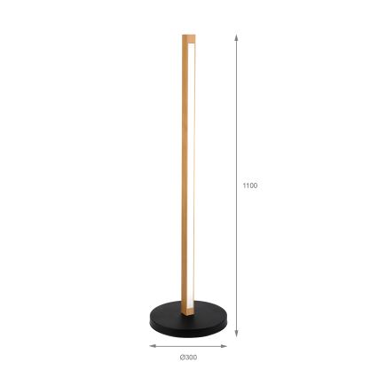 LED Podna lampa VERDE LED/18W/230V 3000K hrast/crna