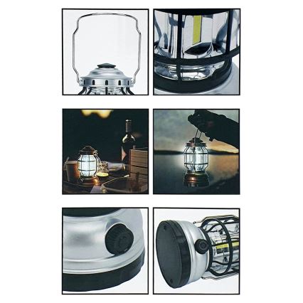 LED prenosiva kamperska lampa, prigušiva, 3xLED/3W/3xAA, IPX4, zlatna