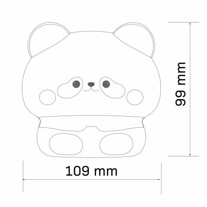 LED prigušiva dečija dodirna lampa PANDA LED/2W/3,7V 1200 mAh