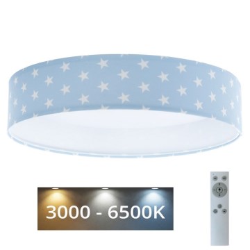 LED prigušiva dečije plafonsko svetlo SMART GALAXY KIDS LED/24W/230V 3000-6500K zvezdice plava/bela + daljinski upravljač