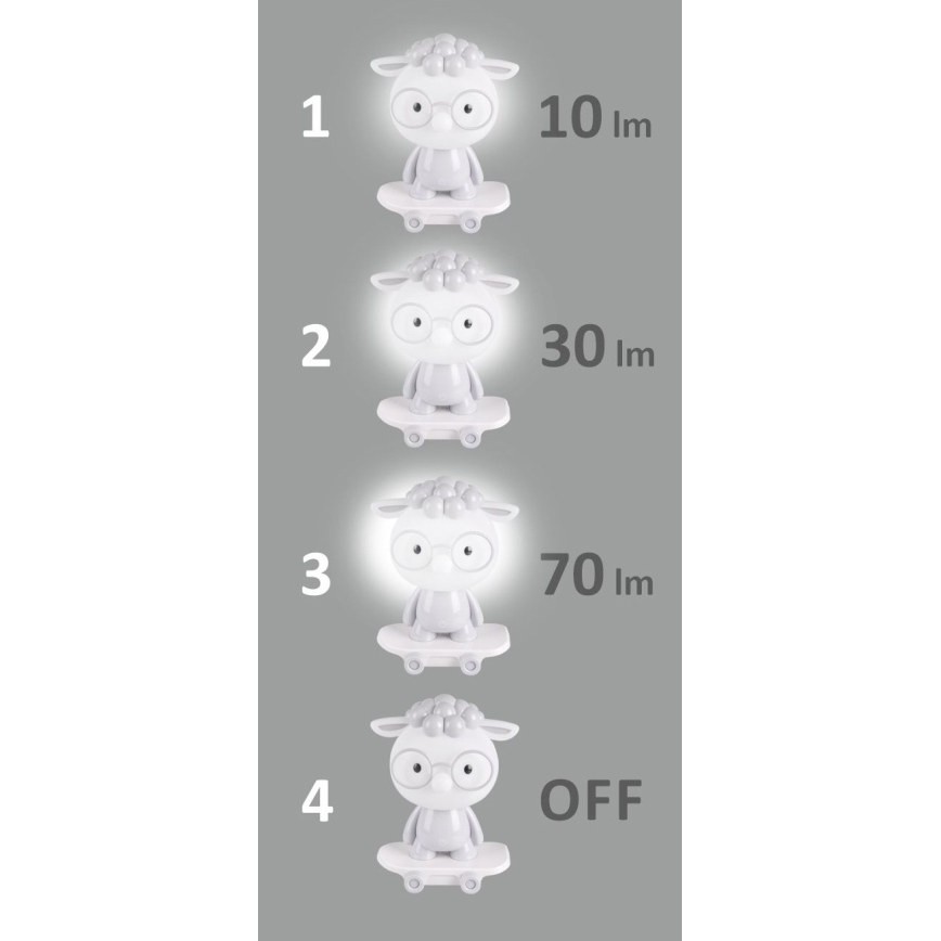 LED prigušiva dečja noćna lampica LED/2,5W/230V siva ovca