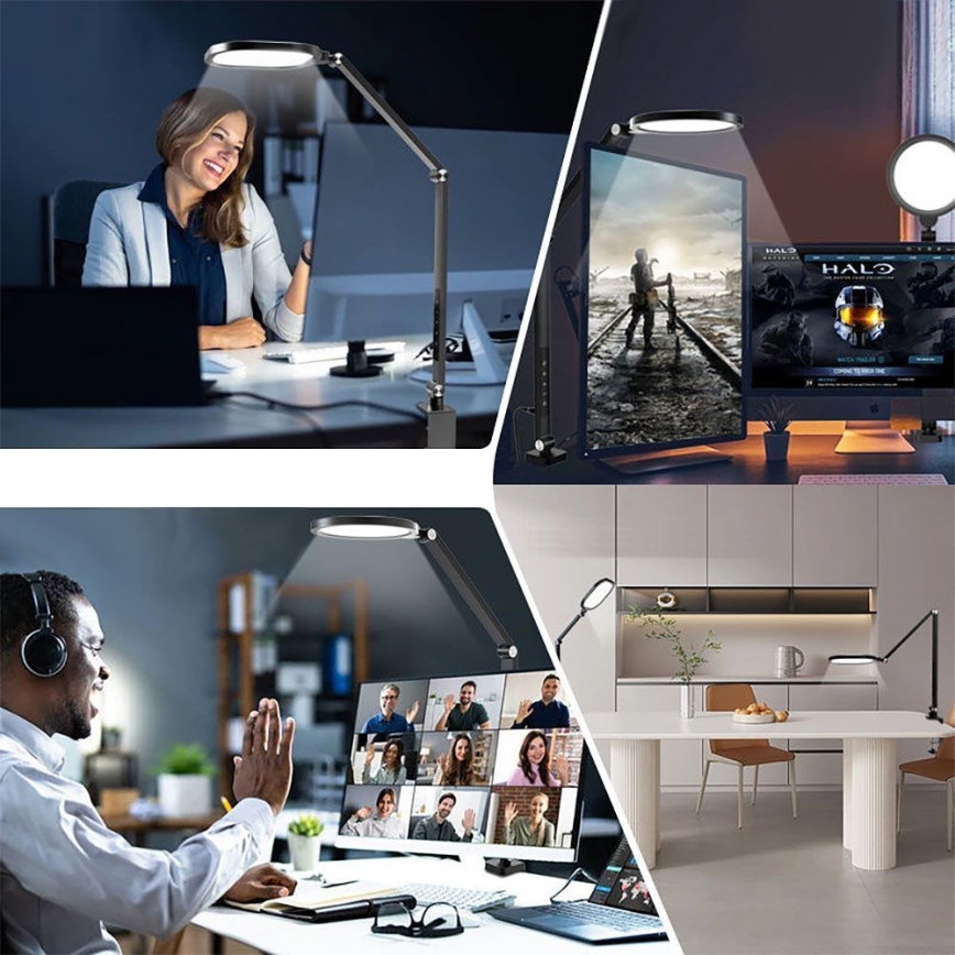 Prigušiva dodirna fleksibilna stona LED lampa POINTIQ LED/15W/230V 3000-6500K CRI 96 crna