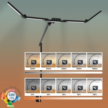 LED prigušiva dodirna fleksibilna stona lampa POINTIQ LED/24W/230V 3000-6500K CRI 92 crna