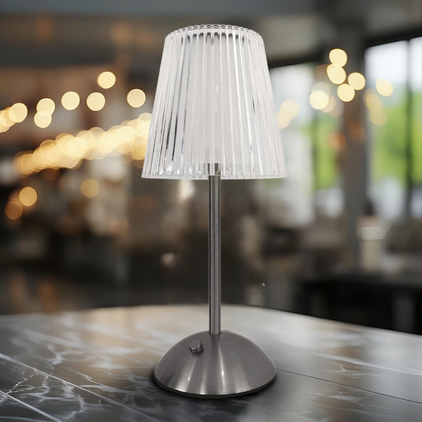LED prigušiva dodirna punjiva stona lampa ELBA LED/1,6W/800 mAh mat hrom/prozirna