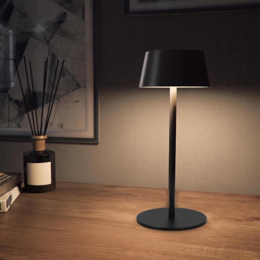 LED prigušiva dodirna solarna lampa LED/3W/5V USB 1800 mAh IP44 crna