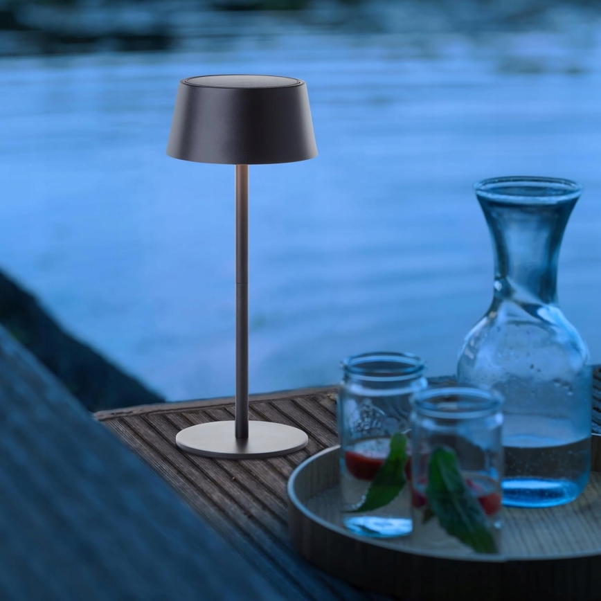 LED prigušiva dodirna solarna lampa LED/3W/5V USB 1800 mAh IP44 crna