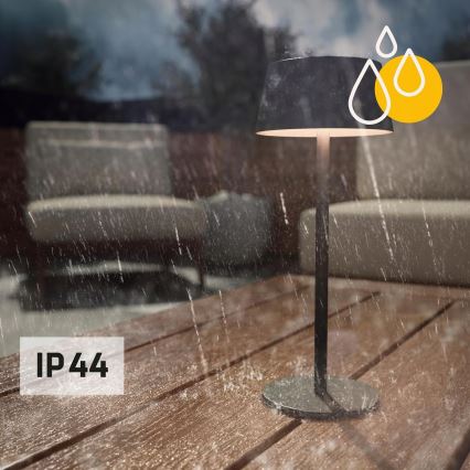 LED prigušiva dodirna solarna lampa LED/3W/5V USB 1800 mAh IP44 crna