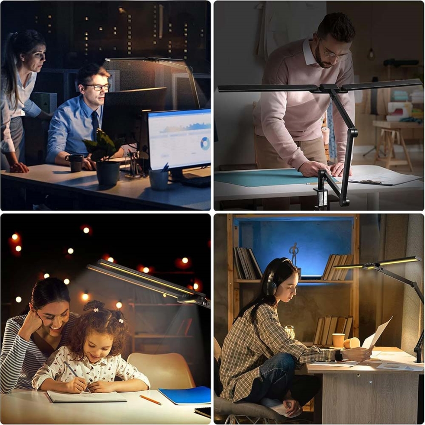 LED Prigušiva dodirna fleksibilna stona lampa POINTIQ LED/24W/230V 3000-6500K CRI 92 crna