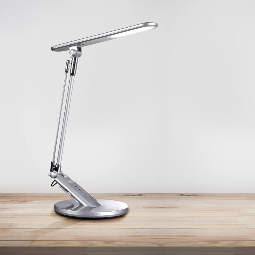 Prigušiva LED dodirna stona lampa OPTIMUM LED/7W/230V USB 3000/4000/6000K srebrna