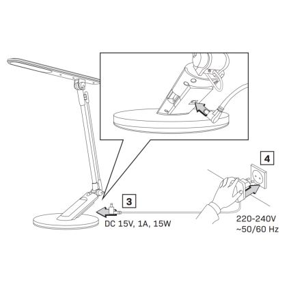 Prigušiva LED dodirna stona lampa OPTIMUM LED/7W/230V USB 3000/4000/6000K srebrna