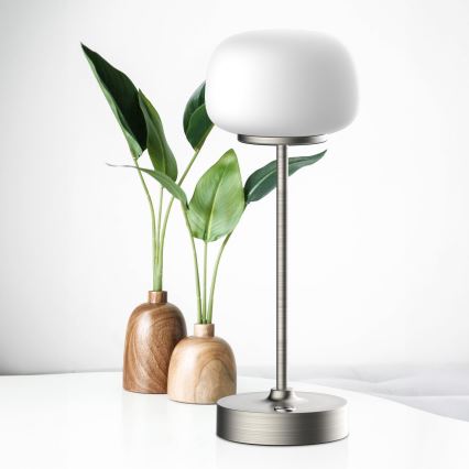 LED prigušiva dodirna stona lampa RIMINI LED/2W/5V USB 2000 mAh matni hrom/bela