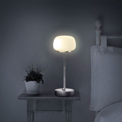 LED prigušiva dodirna stona lampa RIMINI LED/2W/5V USB 2000 mAh matni hrom/bela