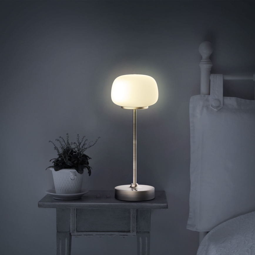 LED prigušiva dodirna stona lampa RIMINI LED/2W/5V USB 2000 mAh zlatna/bela