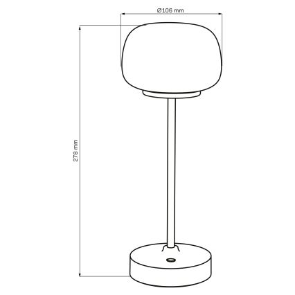 LED prigušiva dodirna stona lampa RIMINI LED/2W/5V USB 2000 mAh zlatna/bela