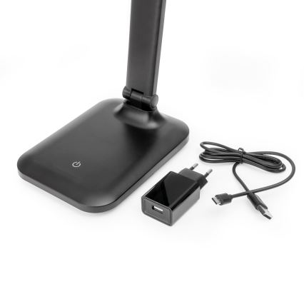 LED prigušiva dodirna stona lampa sa USB portom REMUS LED/5W/230V crna