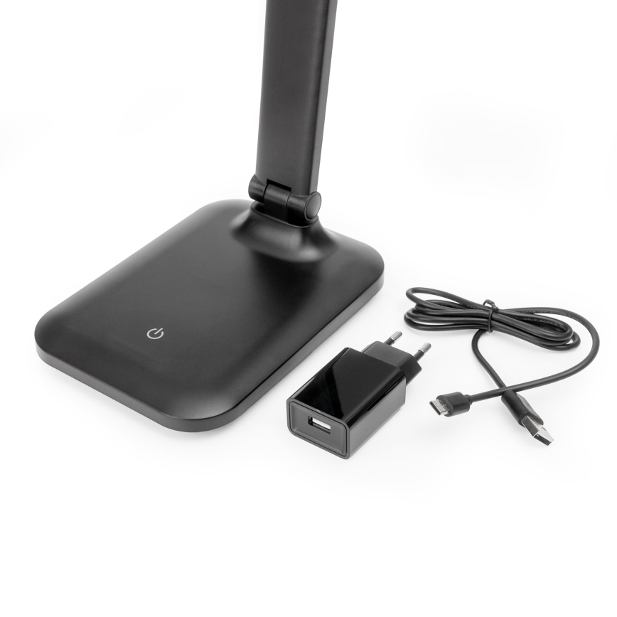 LED prigušiva dodirna stona lampa sa USB portom REMUS LED/5W/230V crna