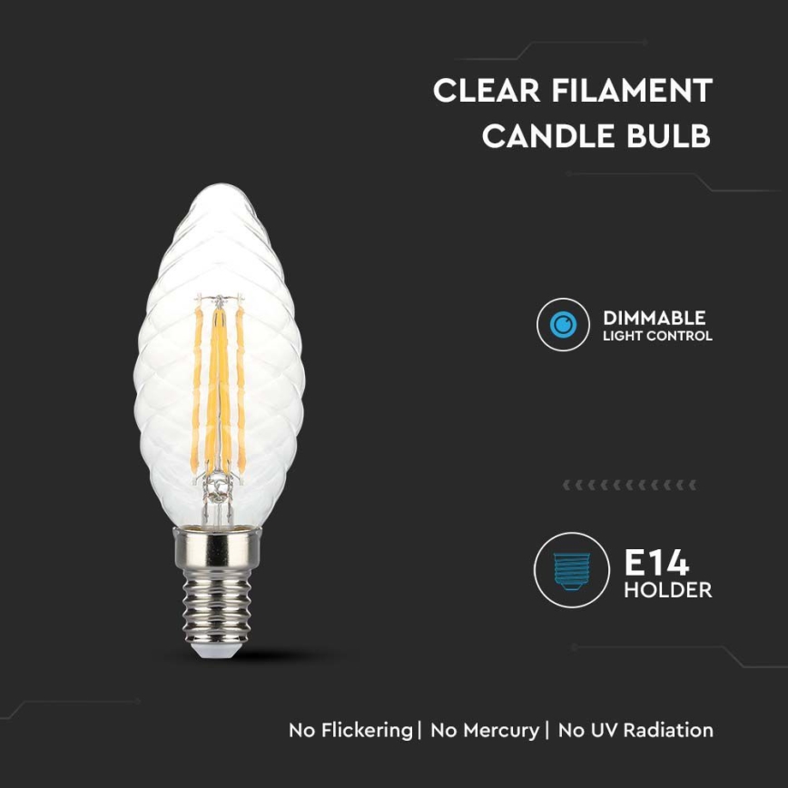 LED prigušiva filament sijalica E14/4W/230V 3000K